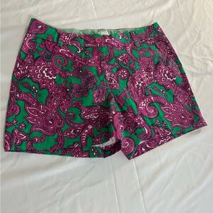 Crown & Ivy Green and Pink Paisley Shorts